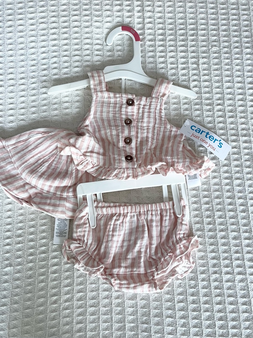 Carter's Pink and White Striped Ruffled Baby Bloomers Set NWT newborn